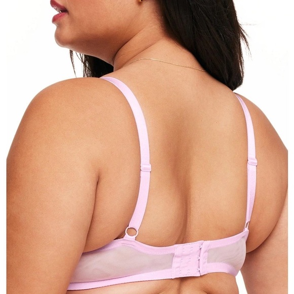 Adore Me Bonnie Pink Floral Mesh Lace Contour Balconette Underwire Plus Size Bra - Picture 3 of 11